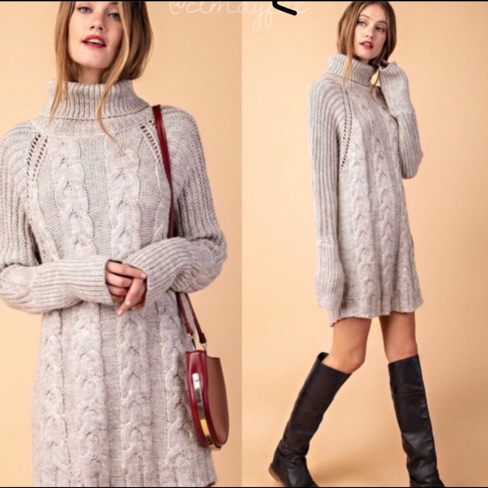 RP • Oatmeal Cable Knit Sweater Dress